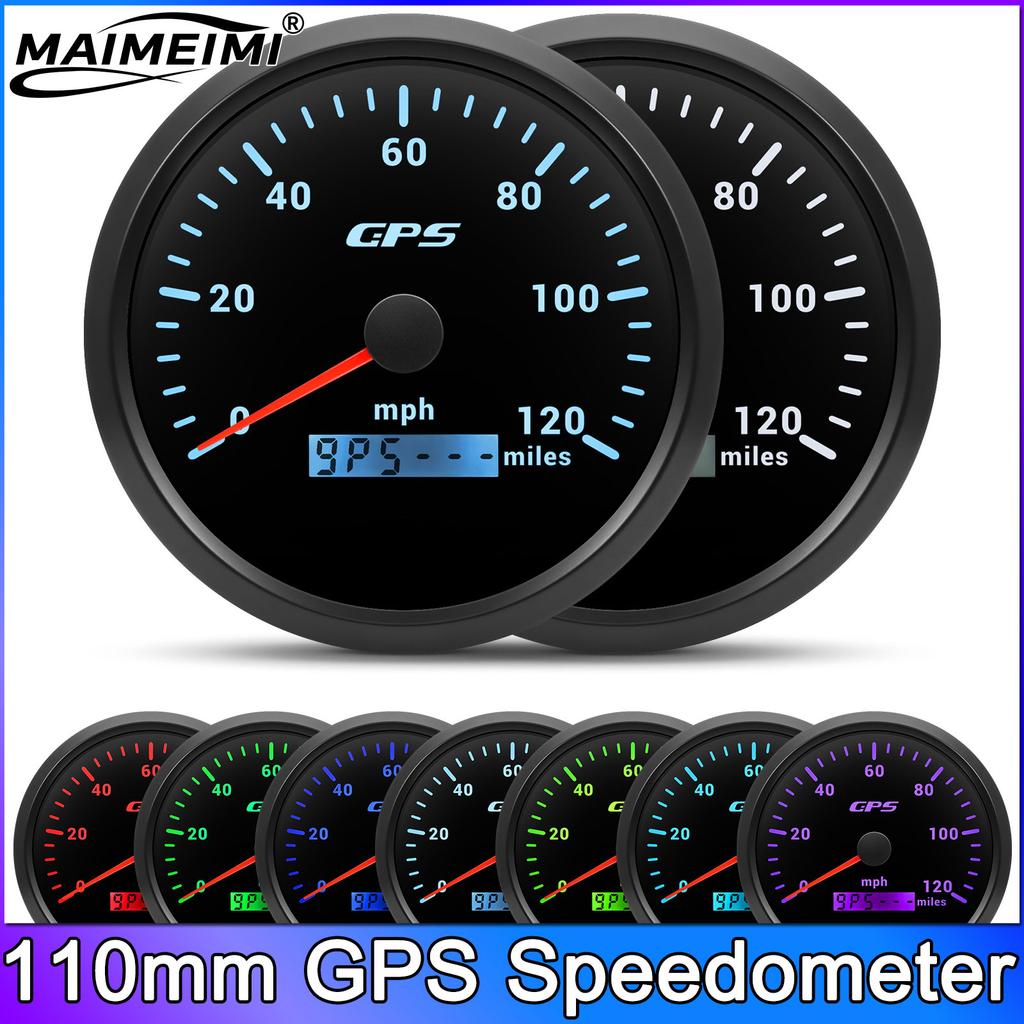 110MM Gauge 120km/h 120MPH GPS Speedometer  with Antenna for Car Boat Truck Motorcycle Speed Meter 7 Colors