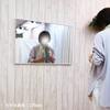 60cm x made in thin natural domestically produced Wall-mounted mirror, full-length, 90cm, Japan, stylish, shatterproof, white, frame, wood, (white)