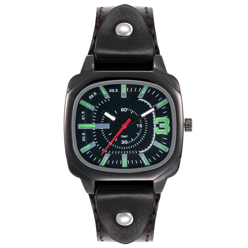 Retro Square Faux Leather Wristwatch