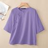 ZANZEA Women Casual Round Neck Solid Color Loose Half Sleeve Blouse