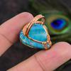Natural Aqua Lace Agate Gemstone Handmade Copper Wire Wrap Ring Size 7 o7s61