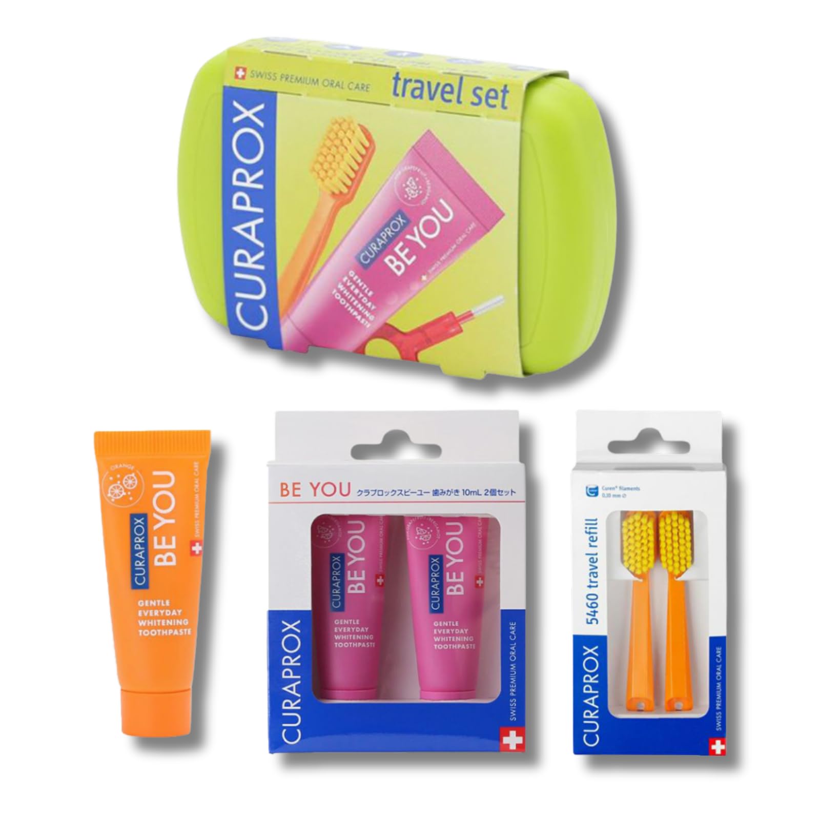 CURAPROX BE YOU Travel Set Edition Toothpaste Interdental Brush Pink Grapefruit Bergamot [Limited Kit] (Toothbrush + + Set) +
