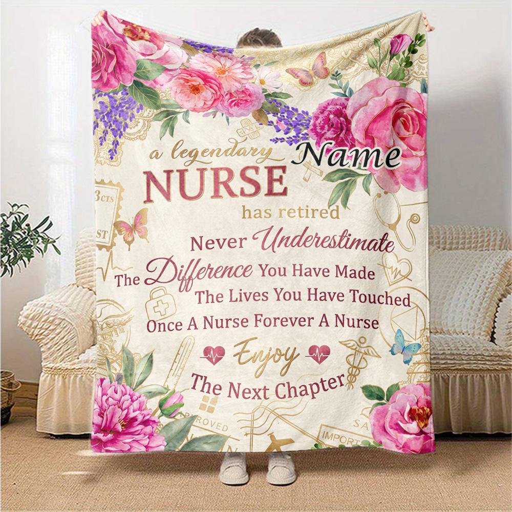 Nurse'S Legacy Blanket Personalized Name Soft Warm And Versatile For Sofa Bed Office And Travel Machine Washable Comfortable In All Seasons Best