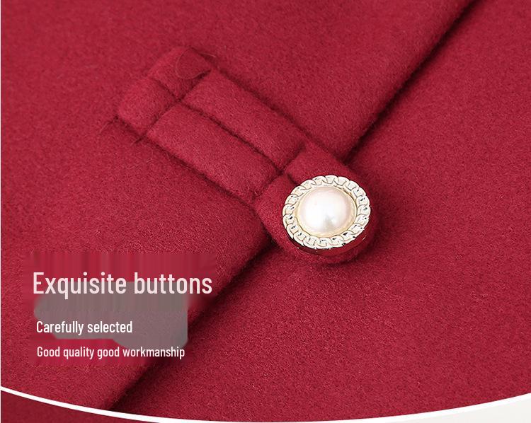 Elegant Embroidered Woolen Coat for Middle-Aged & Elderly Women – Spring & Autumn Fashion