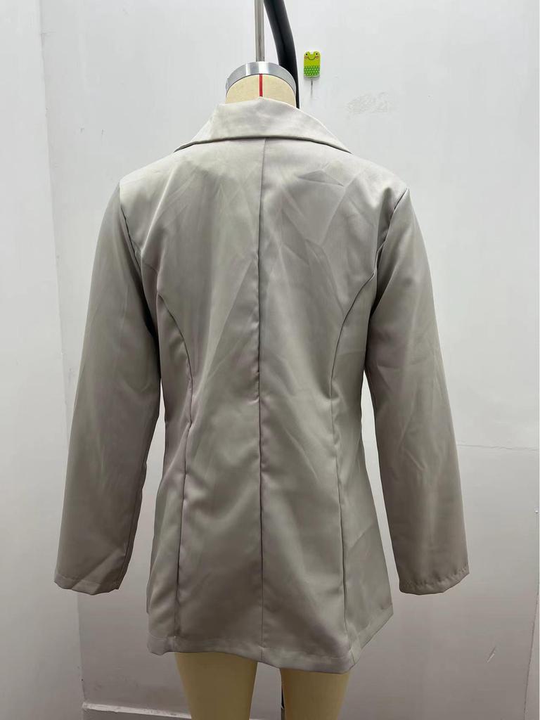 2023 Women's Autumn/Winter Long Sleeve Solid Color Slim Cardigan with Suit Collar