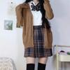 KALAOK High School Girl Uniform Cosplay Costume for School Size M Set, Knitwear, Years, Welcome/Farewell Parties, Brown,