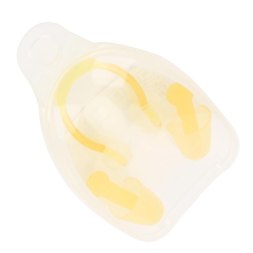 Soft Silicone PC Swimming Ear Plugs Nose Clip Set for Waterproof Surfing Diving SportsYellow