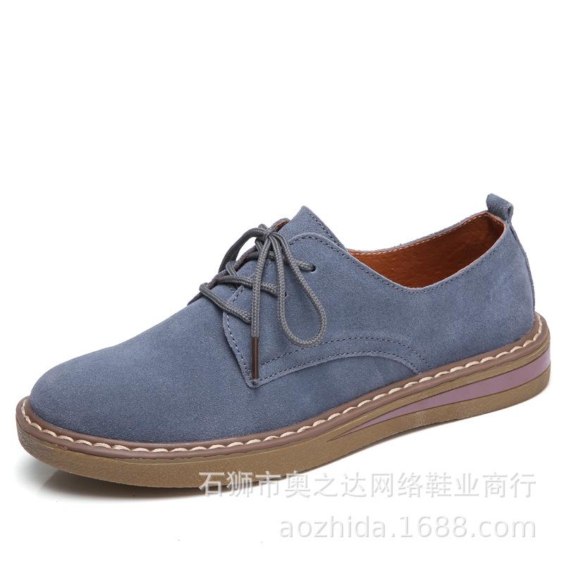 

2024 spring frosted leather women s single shoes Korean version women s flat-bottomed retro low-top large-size casual shoes British small leather s 41 сірий колір