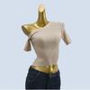 Diagonal Collar One Shoulder Knitting Short Sleeve T-shirt Female French Style Design Silm Slimming Short Top Autumn Summer Bottoming High Quality