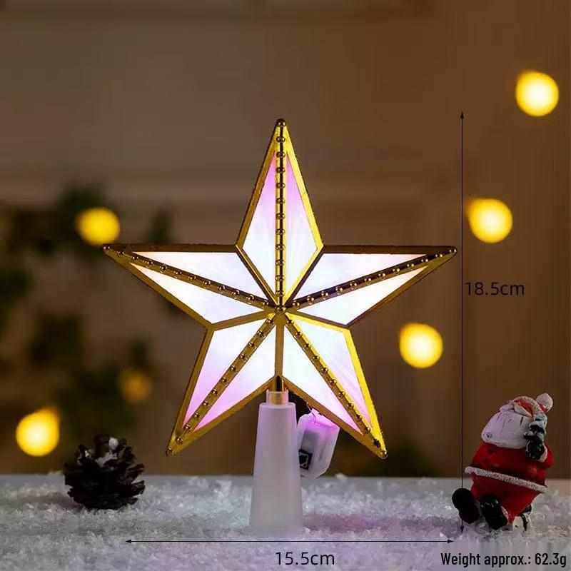 Christmas Transparent Luminous Star Tree Topper - Light-up Five-Pointed Decoration