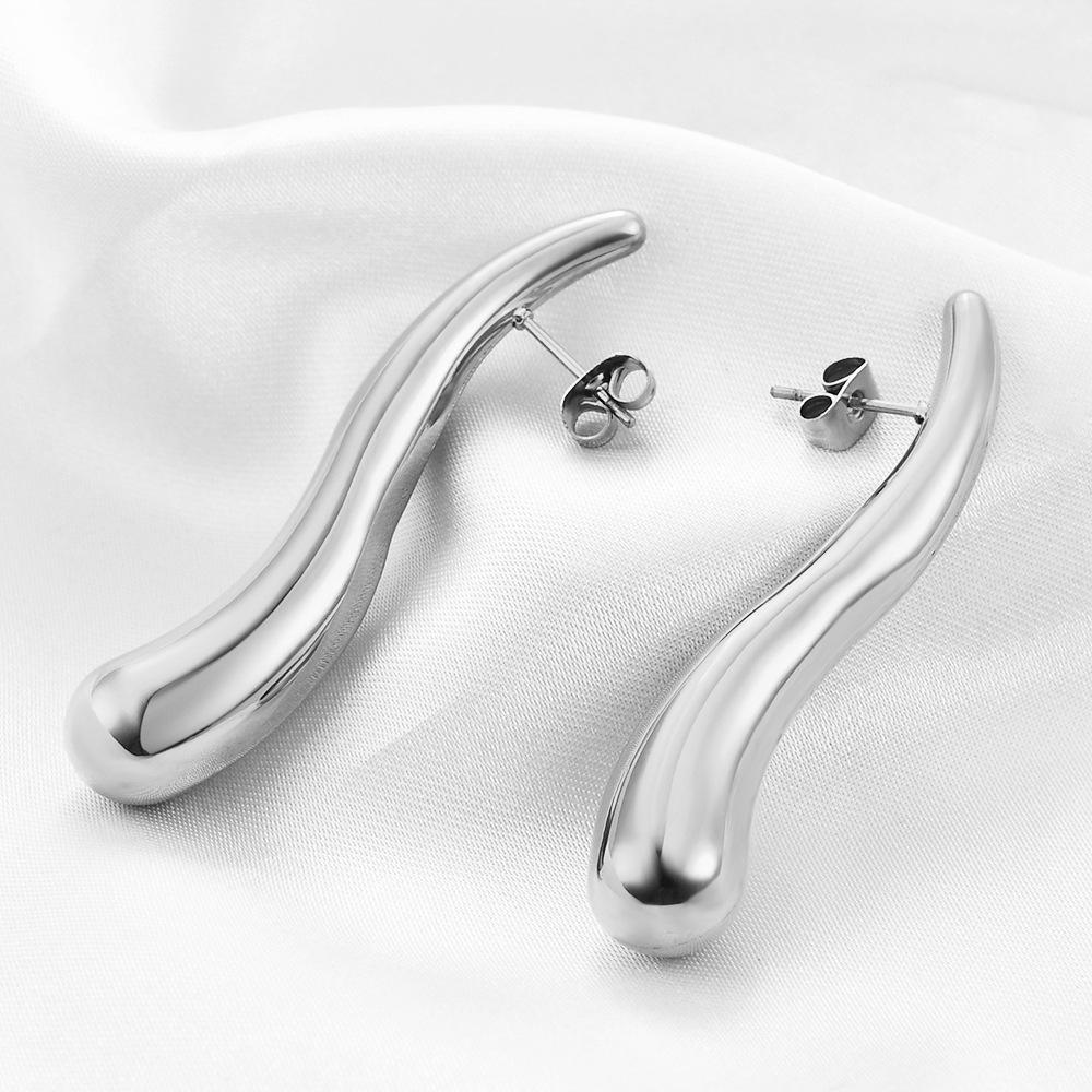 European & American 53MM Stainless Steel Water Drop Earrings