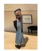 Spring 2025 High-Waist Denim Fishtail Midi Skirt: Trendy Slimming Hip Skirt for Women