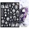 Slider Decals New Year Design Winter Charms Flower Snowflakes Nail Sticker 5D Embossed Christmas