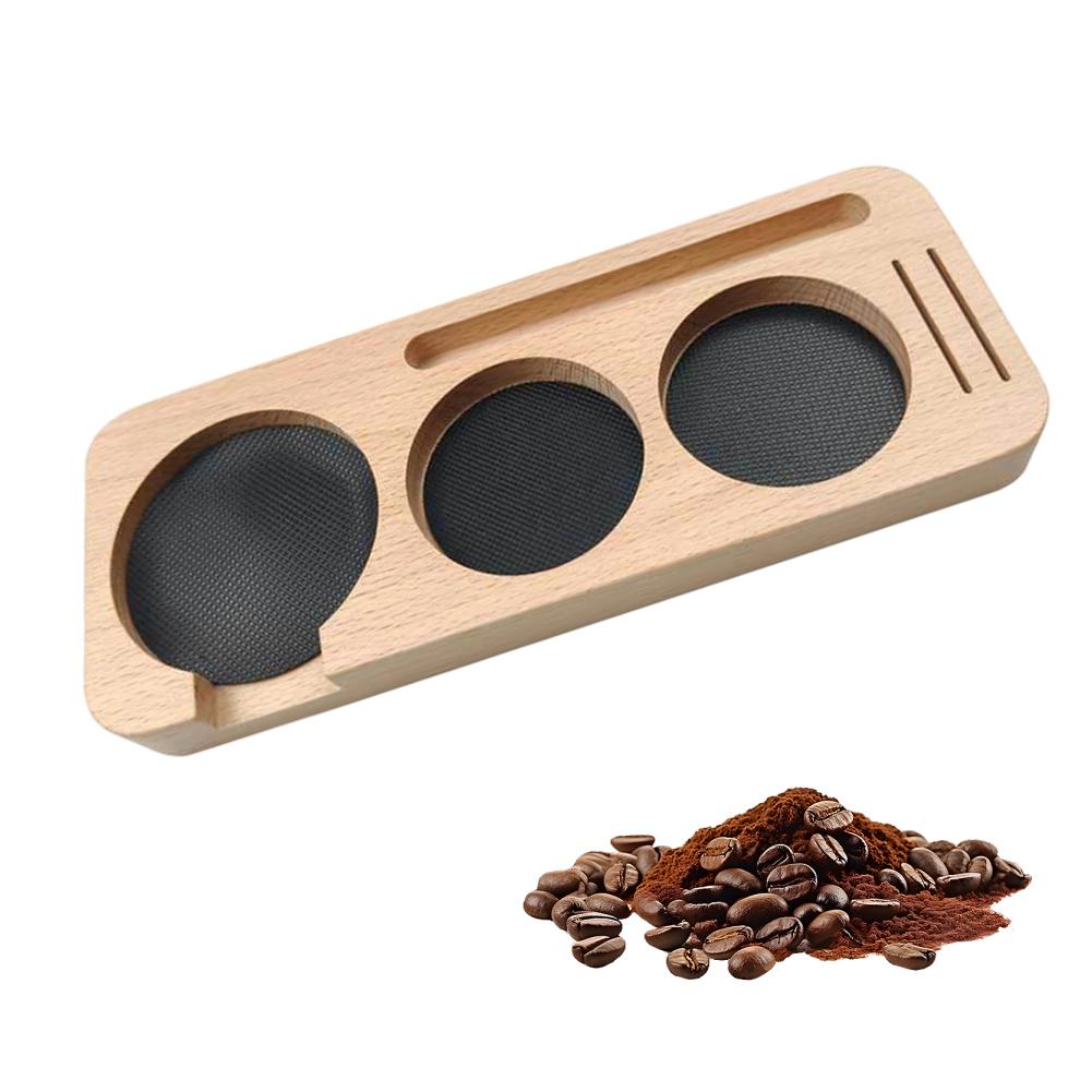1PC 51-58 Mm Compact Espresso Tamping Mat - Wooden Coffee Tamping Station Coffee Wood Base Storage Box Coffeeware Accessories