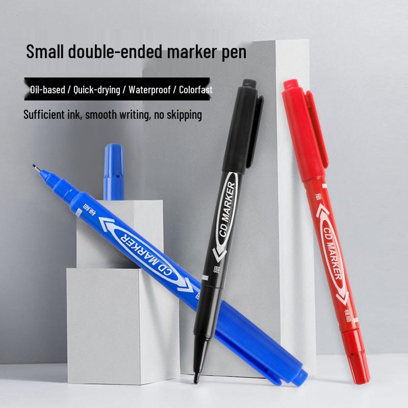 Filolang Double-Ended Black Oil-Based Marker Pen, Thick & Thin Tips, Non-Fading Outlining.