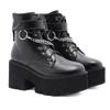 8cm Heels 2024 Large Chain Thick Bottom Waterproof Platform Women's Shoes Thick High Heels Short Women's Boots Lhx