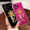 Phone Case For Tecno Spark 50 Bumper Transparent TPU Shockproof Soft Casing Crown Lucky Initial Letter Pattern Couple Shell