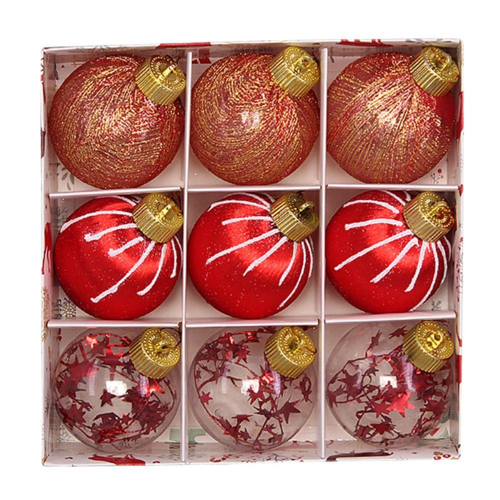9pcs 8cm Hand-painted Ball Ornament Round Christmas Tree Hanging Ball  New Year