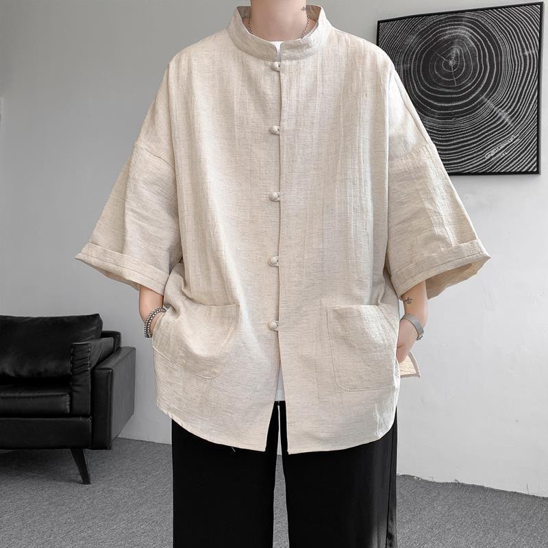 

Мужской костюм Чжуншань в китайском стиле с длинными рукавами из хлопка и льна L (Fits 50-60 kg)