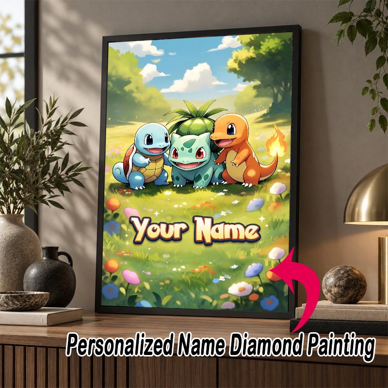 Personalized Bulbasaur Charmander Squirtle Diamond Art Custom Name 5D Diamond Painting Full Drill DIY Craft