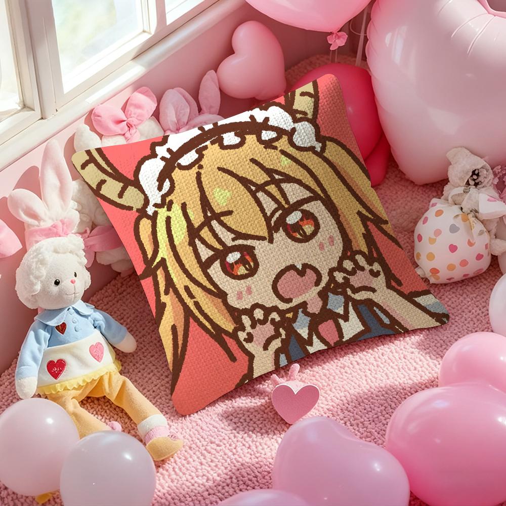 Miss Kobayashi’S Dragon Maid-B Anime Pillow Case Anti-Dustmite Pillowcase Invisible Zipper Silky Short Plush Sofa Cushion Cover