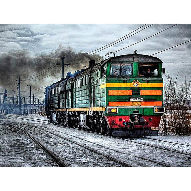 New 5D DIY Diamond Painting Train Scenery Diamond Embroidery Cross Stitch Full Round Drill Crafts Home Decor Manual Gift