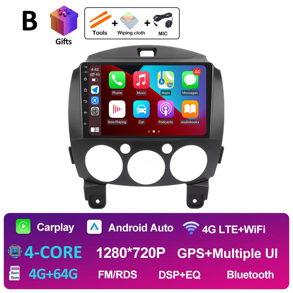 For MAZDA 2 Mazda2 2007 2008 2009 2010 - 2014 Android Smart System GPS Navigation Car Radio Player QLED IPS Screen Auto Tools BT