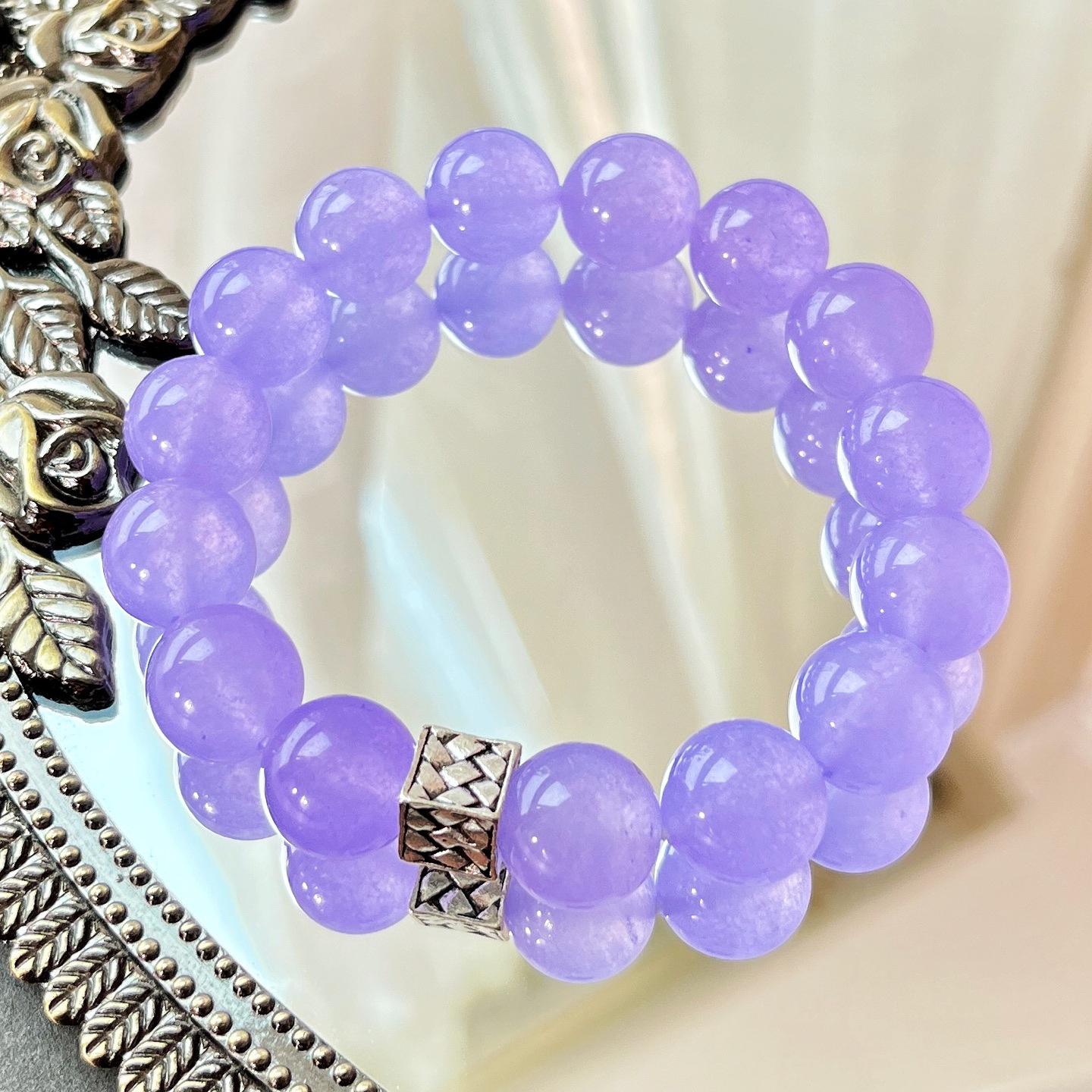 12Mm Violet Quartzite Stone Bracelet Bracelet.
