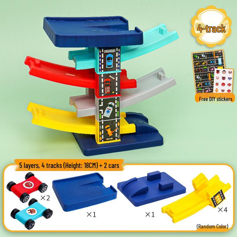 Multi-Layer Educational Inertial Gliding Track Toy Car for Kids Aged 3-6