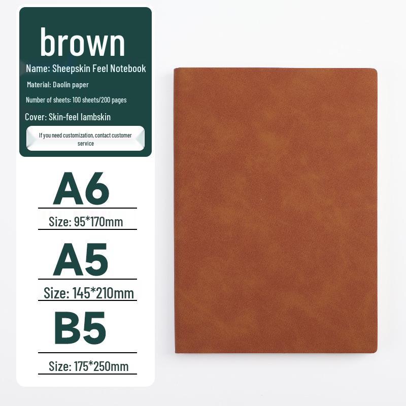 Luxury Sheepskin A5 Notebook: Thick, High-Value Skin-Feel Planner for Office Use