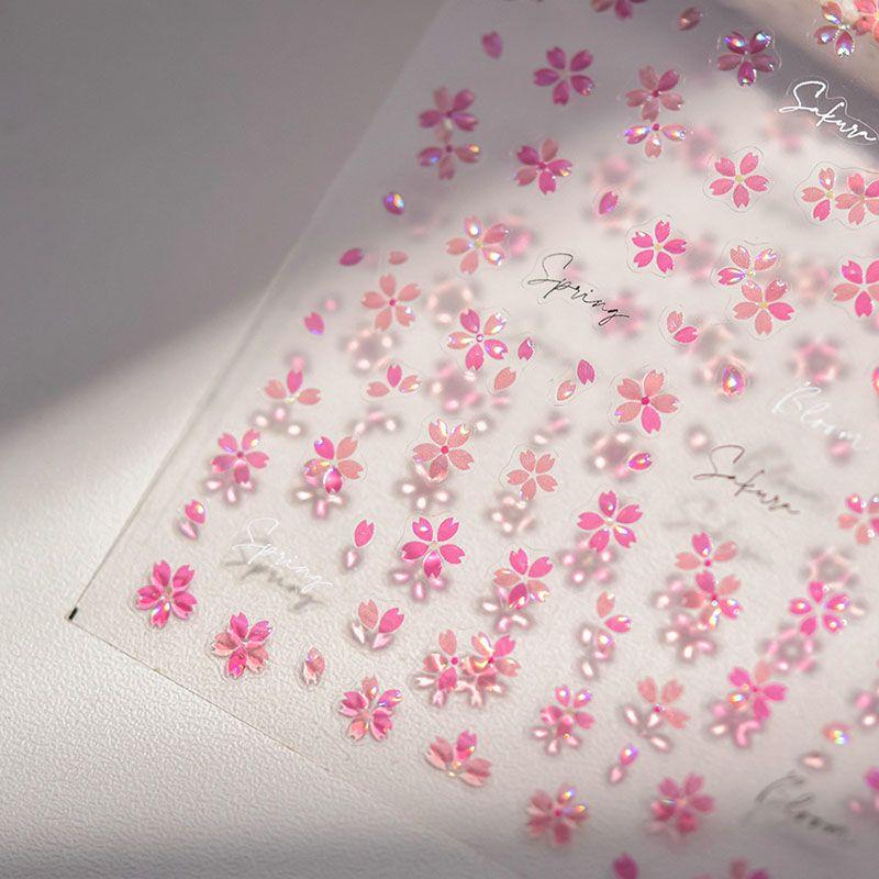 

Jelly Shell Light Romantic Pink Cherry Blossom Nail Sticker Tomoni Embossed 5D Japanese Style Nail Sticker Decorations Romantic Sakura 4079