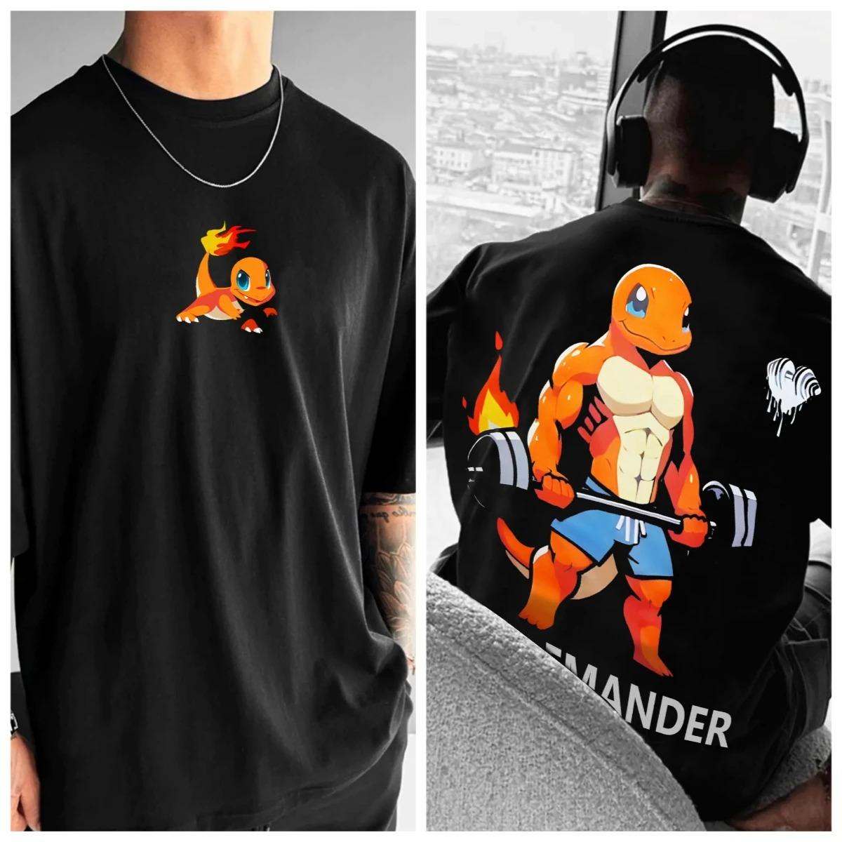 

Pokémon Animation Derivatives Pattern Printing T-shirt Men s Women s 2025 Summer Oversize Loose Cotton Street Trend Brand Top 4XL слонова кістка