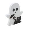 Niedliche Geister-Halloween-Dekoration für den Innenbereich, gruselige Deko, Holztablett-Dekor, Tischschild, schwarzer Katzenbesen, Kürbisblöcke für Partys, Zuhause, Regaldisplay