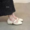 Spring 2025 New Simple Square Head Retro Soft Sole Mary Jane Shoes Korean Version Fashion Light Mouth Low Heel Single Shoes Women