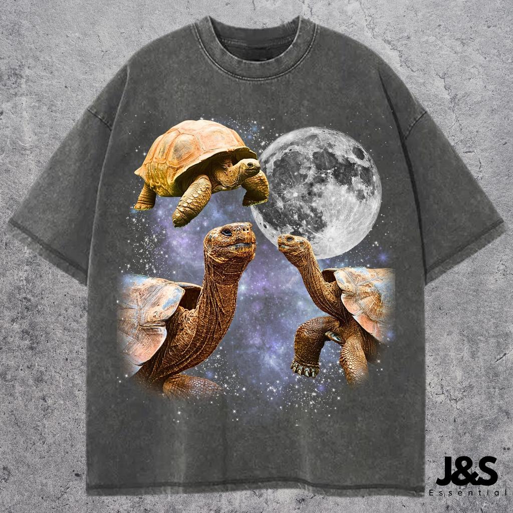Three Giant Tortoise Retro Tshirt, Funny Turtle Moon Graphic Tee, Vintage Oversized Reptile Shirt, Wildlife Animal Lover Gift, Comfort Color