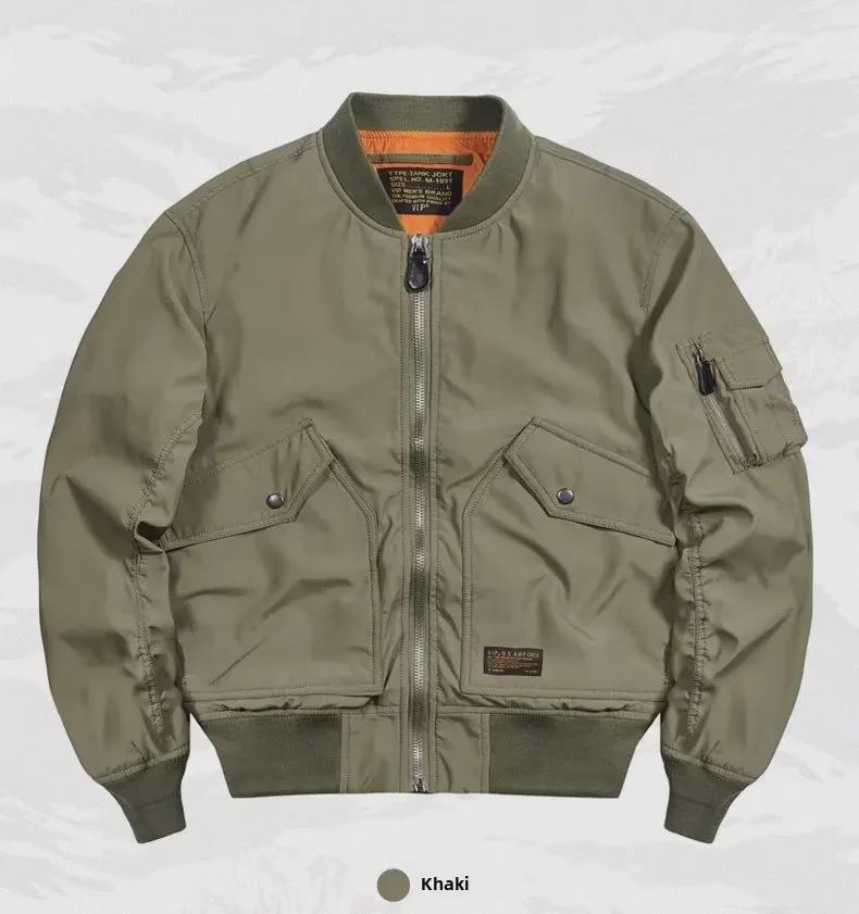Jaqueta Bomber Masculina Retrô de Luxo Leve MA-1 para Primavera, Outono e Inverno