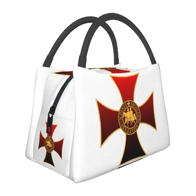 Flagge der Tempelritter Tragbare Lunchbox Kriegerkreuz Thermokühltasche Lebensmittelisoliert Lunchtasche Büro Arbeit Picknickbehälter