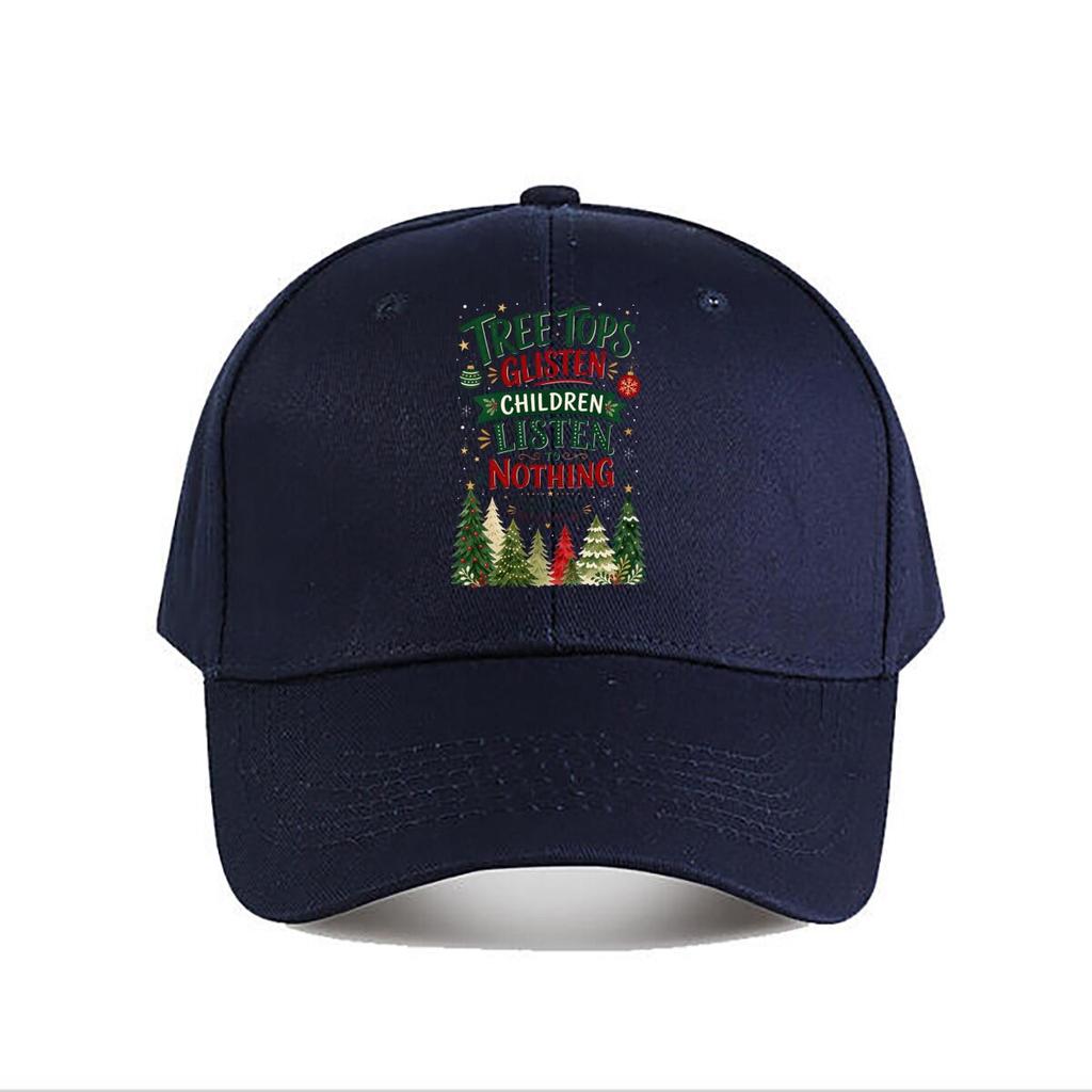 Playful Holiday Pines Quote Artwork Baseball Cap Fashion Outdoor Sports Sunhat Unisex Snapback Cap Womens
