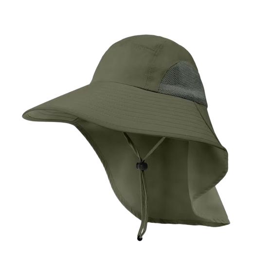 Enlarged Widened Brim Fisherman Hat Shawl Design Adjustable Rope Outdoor Hiking Hat Unisex Breathable