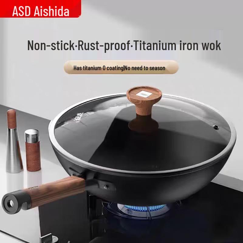 ASD 32cm Titanium Non-stick Iron Wok