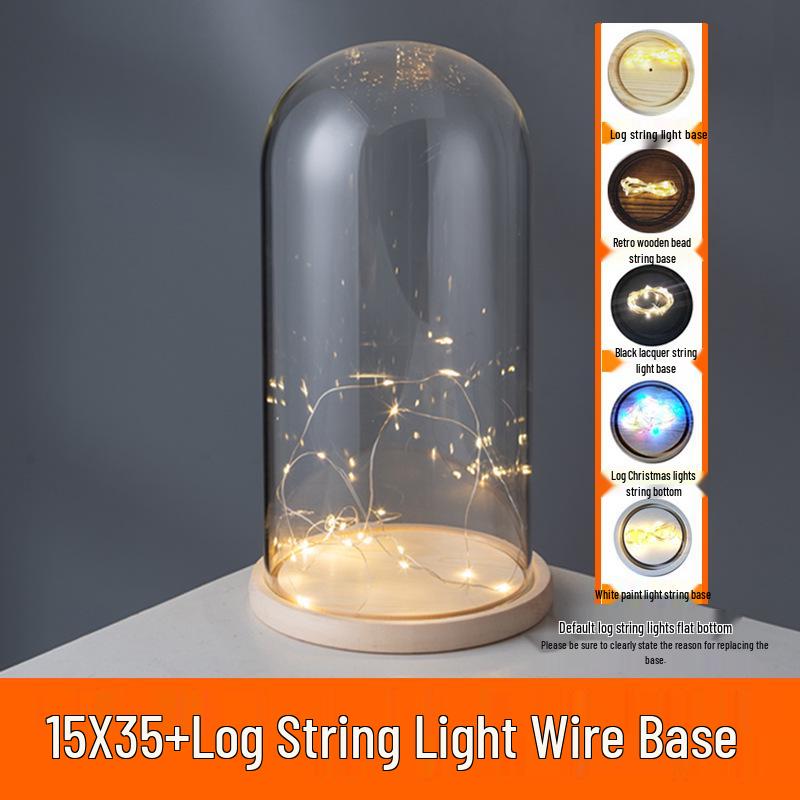 LED Sea Urchin Night Light with Preserved Flower in Glass Cover