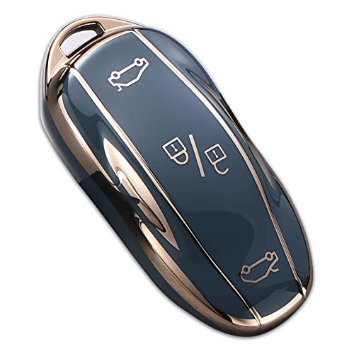 

Чехол для ключа Tesla Model X с брелоком, чехол для полного защитного брелока из мягкого ТПУ премиум-класса, держатель для смарт-ключа Size Bmodel X серый