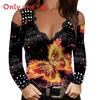 Street Style T Shirt With Floral Print And Long Sleeves For Women