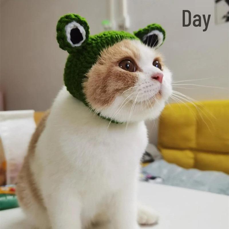 

Шапка для питомца ручной вязки - Дизайн кошки, собаки, лягушки Cat-Dog-Frog Hat S