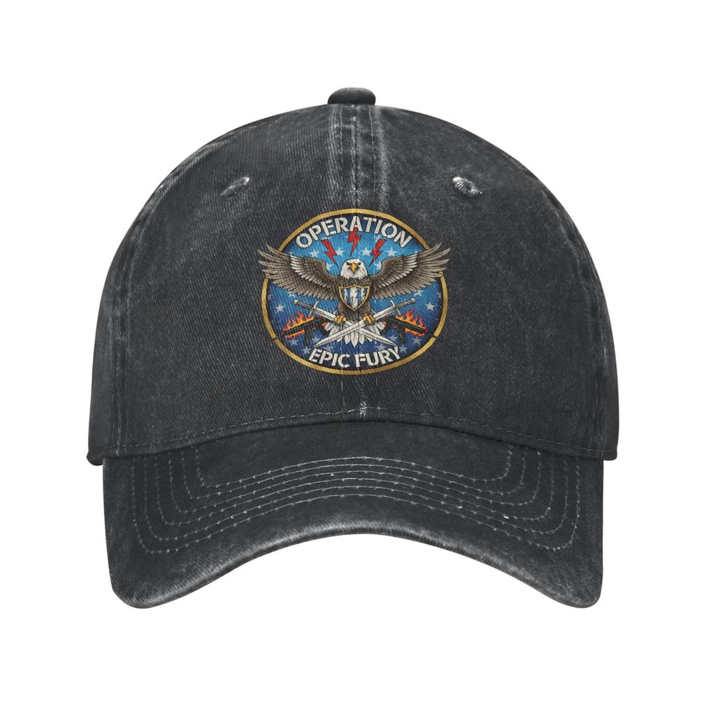 Washed Baseball Cap Operation Epic Fury Summer Trucker Hat For Unisex Women Classic Outdoor Sport Sun Snapback Cap
