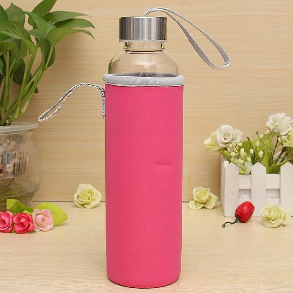 550ml Universal BPA Free High Temperature Water Bottle Resistant Glass Sport With Tea Filter Infuser Bottle Jug Protective Bag
