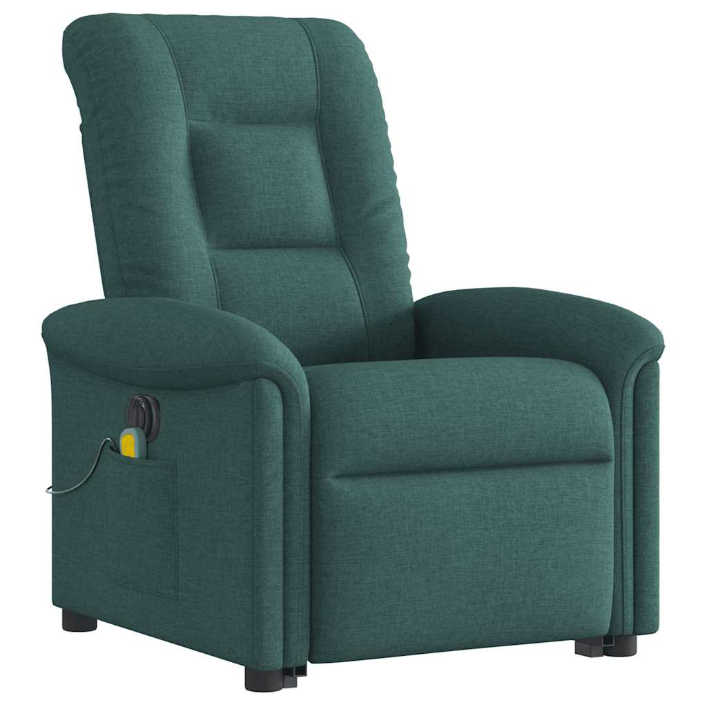 Electric Massage Recliner with Rising Function Dark Green Fabric