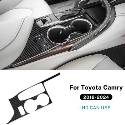 Echte Zachte Koolstofvezel Sticker Voor Toyota Camry 2018 2024 LHD Auto Versnellingspookpaneel Interieur Accessoires