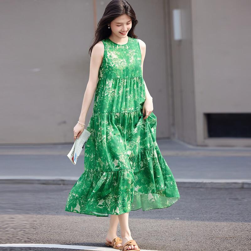 Demana French Style Floral Print A-Line Midi Dress