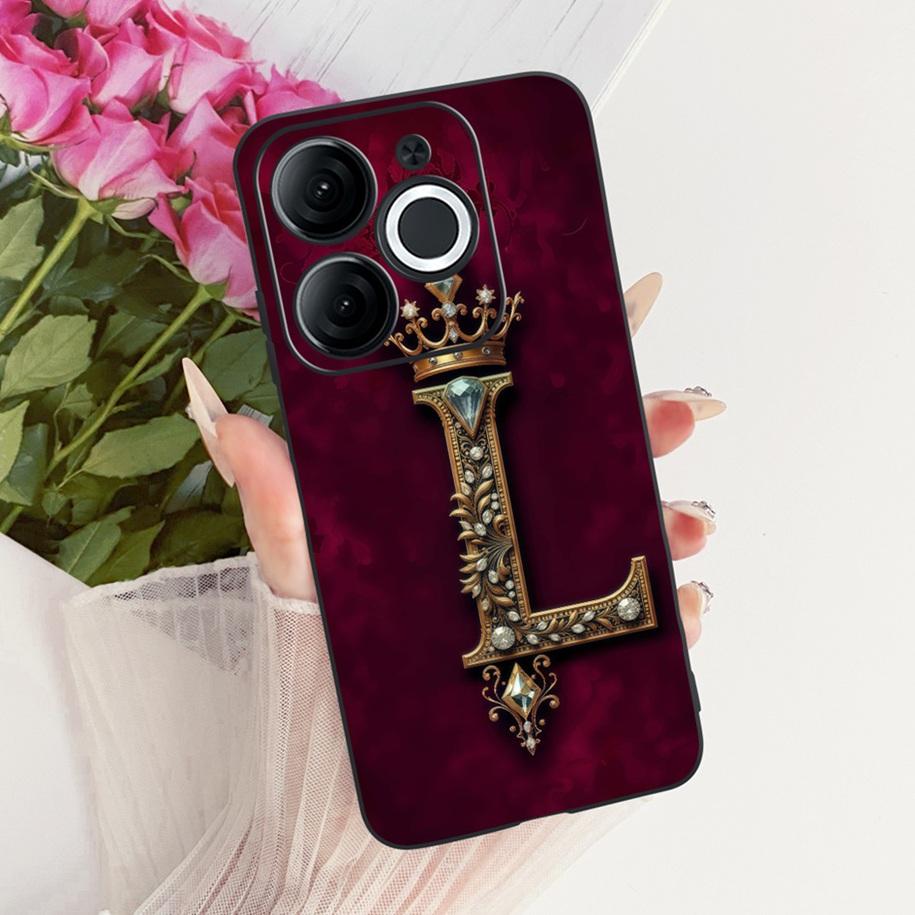 For Itel A80 Case A671L A671LC Back Cover Luxury A Z Initial Letter Crown Soft Silicone Couple Phone Case For ItelA80 A 80 Shell